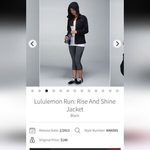 Lululemon Run:Rise And Shine Jacket Sz 8 Black